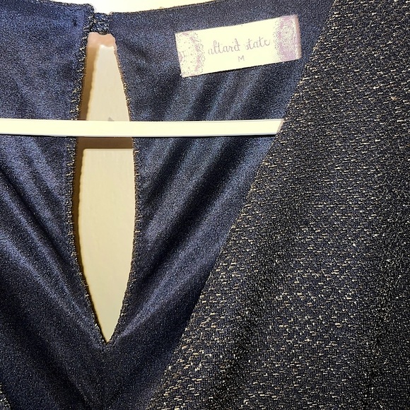 Altar'd State Black & Gold Sparkle Jumpsuit Flutter Sleeve Design Size M - Picture 13 of 15